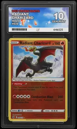 Pokemon TCG Card Radiant Charizard 020/159 Crown Zenith Holo - ACE 10 NOT PSA - Image 1