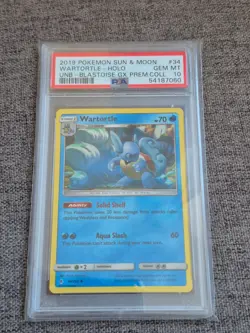 34/214 Wartortle Cosmos Holo Blastoise GX Premium Collection Pokemon Card PSA 10 - Image 1