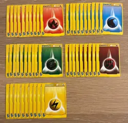 Pokemon Card VS Basic Energy 50 Card Set Bulk, Used, Includes 5 Types - Image 1
