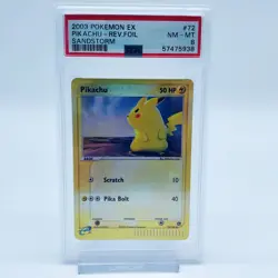 Pokemon TCG Card - Pikachu Reverse Holo 72/100 EX Sandstorm Sandstorm PSA 8 - Image 1