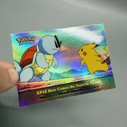 Topps Pokemon EP12 Here Comes The Squirtle Squad Rainbow Foil TV Animation LP - Image 2