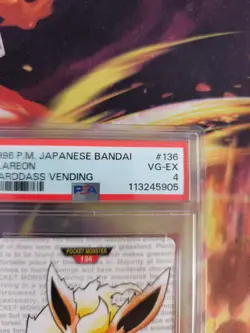 Pokemon Card Flareon Flamara Monsters Collection 1996 Carddass Japanese PSA 4 - Image 4