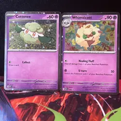 Pokemon -Whimsicott 019 & Cottonee 018- Phantasmal Flames Black Star PROMOS Rare - Image 1