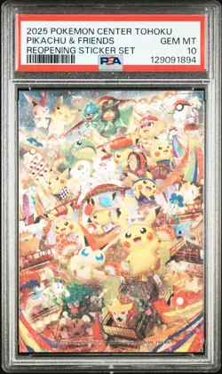 2025 POKEMON CENTER TOHOKU REOPENING STICKER SET PIKACHU & FRIENDS PSA 10 - Image 1