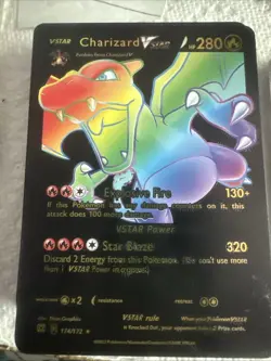 Charizard V Black Foil Pokemon Card 🔥Fan Art 🔥Card N/M - Image 1
