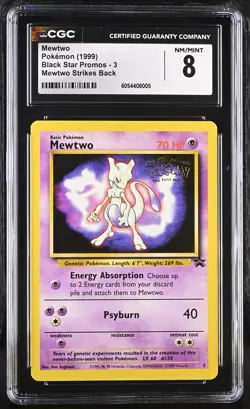 Pokemon 1999 Mewtwo Strikes Back Black Star Promo #3 CGC 8 - Image 1