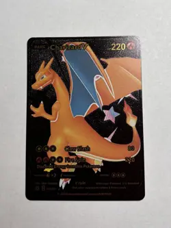 CHARIZARD V Black Foil Fan Art Display Card, HP 220 M/NM - Image 1