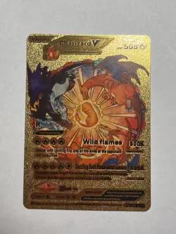CHARIZARD V Gold Foil Fan Art Display Card, HP 508 NM - Image 1