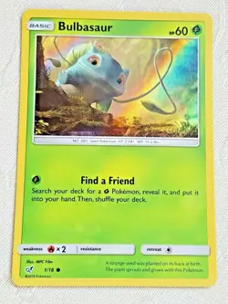 HOLO BULBASAUR Pokemon Card 2019 Movie Promo 1/18 HP60 Sun & Moon RARE - Image 1
