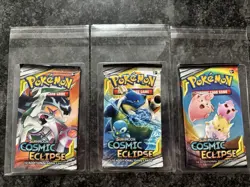 x3 Pokemon TCG: Sun & Moon Cosmic Eclipse Booster Packs Tag Team Sealed - Image 1