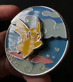 4 X Pokemon Pin Badge Surfing Pikachu Tapu Koko Snorlax Grimmsnarl Enamel Metal - Image 3