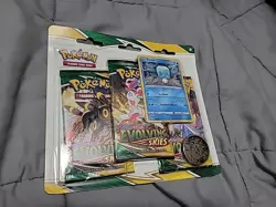 Pokemon TCG - Evolving Skies 3 Pack Blister w/Promo & Coin Brand New Sealed! - Image 1