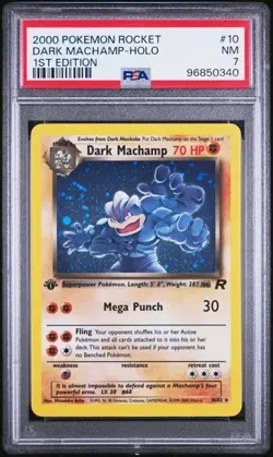 2000 Pokemon Rocket 10 Dark Machamp Holo 1st Edition PSA 7 Near Mint - Image 1