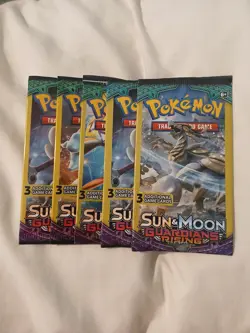 (5) 2017 Pokemon Sun & Moon Guardians Rising New Sealed 3 Card Booster Packs - Image 1