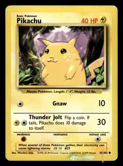 Pikachu 58/102 Common Base Set Pokemon Card - Image 1