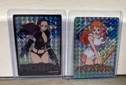 ONE PIECE HOLOGRAPHIC TRADING CARD STICKER EGG HEAD NAMI & ROBIN - Image 1
