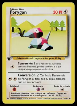 Pokemon Card - Porygon Base Set 1st Edition Spanish 39/102 Uncommon - Image 1