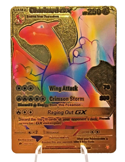 Charizard GX Rainbow Gold Foil Fan Art Vinyl Premium Collector Card 150/147 NM - Image 1