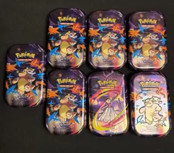 7x Mega Evolution EMPTY Mini Tins + Collectible Card & Sticker - Pokemon TCG - Image 2
