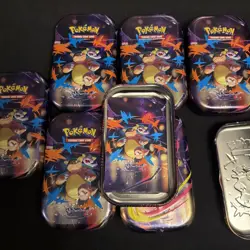 7x Mega Evolution EMPTY Mini Tins + Collectible Card & Sticker - Pokemon TCG - Image 3