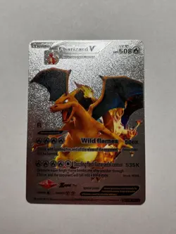 Charizard V Silver Foil Display Card “Wild Flames” Lv91 508 HP Full Art 1995 NM - Image 1