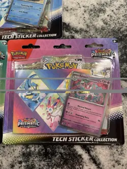 Pokemon TCG Prismatic Evolutions Tech Sticker Collection X3 • New & Sealed - Image 3
