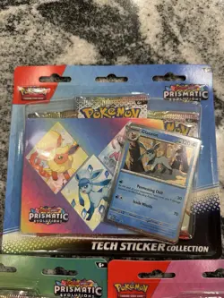 Pokemon TCG Prismatic Evolutions Tech Sticker Collection X3 • New & Sealed - Image 4