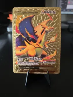 Super Fire Breathing, Dragon 183200 HP Gold Foil, Fan Art Card - Image 1