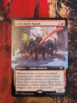 MTG Card: Akki Battle Squad (Kamigawa: Neon Dynasty) EXTENDED ART - Image 1