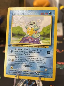 1st Edition French Squirtle (Carapuce) 63/102 Base Set 1999 Pokemon Near MintWow - Image 1