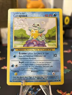 1st Edition French Squirtle (Carapuce) 63/102 Base Set 1999 Pokemon Near MintWow - Image 2