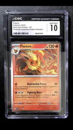 Flareon Black Star Promo 167 Gem Mint 10 CGC Prismatic Evolutions Poster Pokemon - Image 1