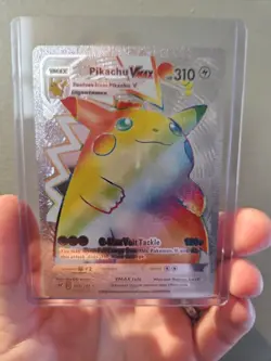 Pikachu VMax Rainbow Silver Foil Premium Fan Art Vinyl Pokemon Collector - Image 1