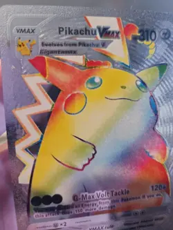 Pikachu VMax Rainbow Silver Foil Premium Fan Art Vinyl Pokemon Collector - Image 3