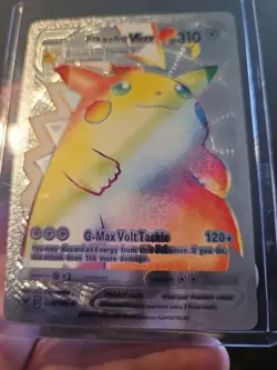 Pikachu VMax Rainbow Silver Foil Premium Fan Art Vinyl Pokemon Collector - Image 5