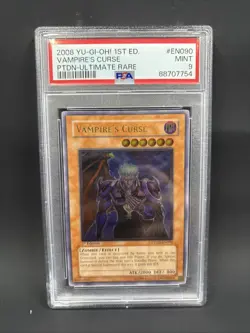 2008 Yu-Gi-Oh! 1st Edition EN090 Vampires Curse Ultimate Rare PSA 9 - Image 1