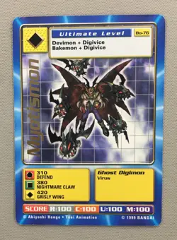 Myotismon Digimon Digi Battle 1st Edition Gold Stamp BO-76 1999 Bandai CCG Card - Image 1