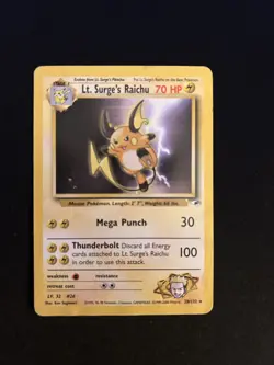 Lt. Surge’s Raichu Holo 28/132 - Gym Heroes (2000) - LP Pokemon Card - Image 1