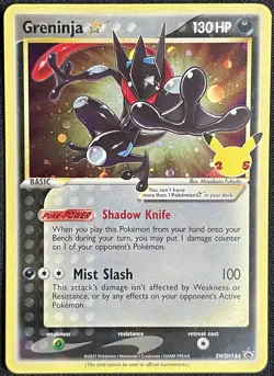 Greninja Gold Star SWSH144 Sword & Shield Promo Pokemon Card Swirl - Image 1