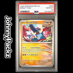 Pokemon TCG - PSA 10 Great Tusk 055/131 Card - Low Pop - Prismatic Evolutions - Image 1