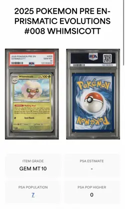 Pokemon TCG - PSA 10 Whimsicott 008/131 Card Holo Prismatic Evolutions - Low Pop - Image 3