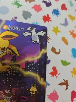 Pokiebubies 1st Edition Holo Joltie V (Jolteon) Pokemon fan art card Chefkenlee - Image 4