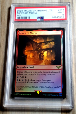 2023 Magic The Gathering Lord of the Rings MINES OF MARIA #257 Foil PSA 9 Mint - Image 1