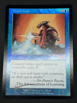 Magic the Gathering MTG Mana Leak Blue Arena Foil Promo - Image 1