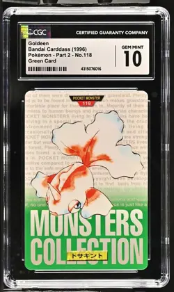 1996 Pokemon Bandai Carddass Goldeen Green No.118 CGC 10 - Image 1