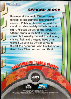 2000 Topps Pokemon TV Animation Series 3 Heroes & Villains Officer Jenny #HV17 - Image 2