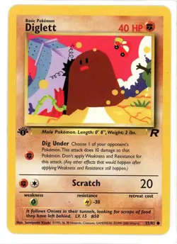 Diglett 52/82 1st Edition Team Rocket Pokemon Card - Image 1