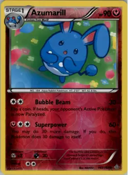 Azumarill 103/160 Reverse Holo Rare Pokemon English XY Primal Crash Played - Image 1
