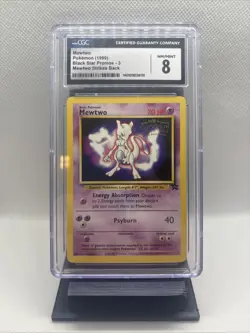 1999 Pokemon Black Star Promo 3 Mewtwo Strikes Back CGC 8 NM/MINT - Image 1