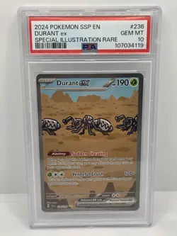 2024 Pokemon SV Surging Sparks SSP EN Durant Ex #236/191 PSA 10 - Image 1